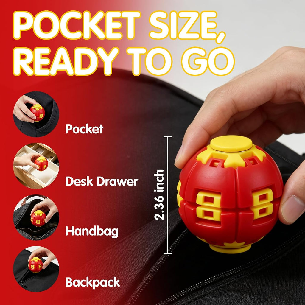 1PCS Press to Spin Squishy Ball Fidget Toy Stress Relief Desk Toy | Press to Spin Action Smooth Rotation Portable Pocket Size One-Hand Operation Office & Travel Friendly
