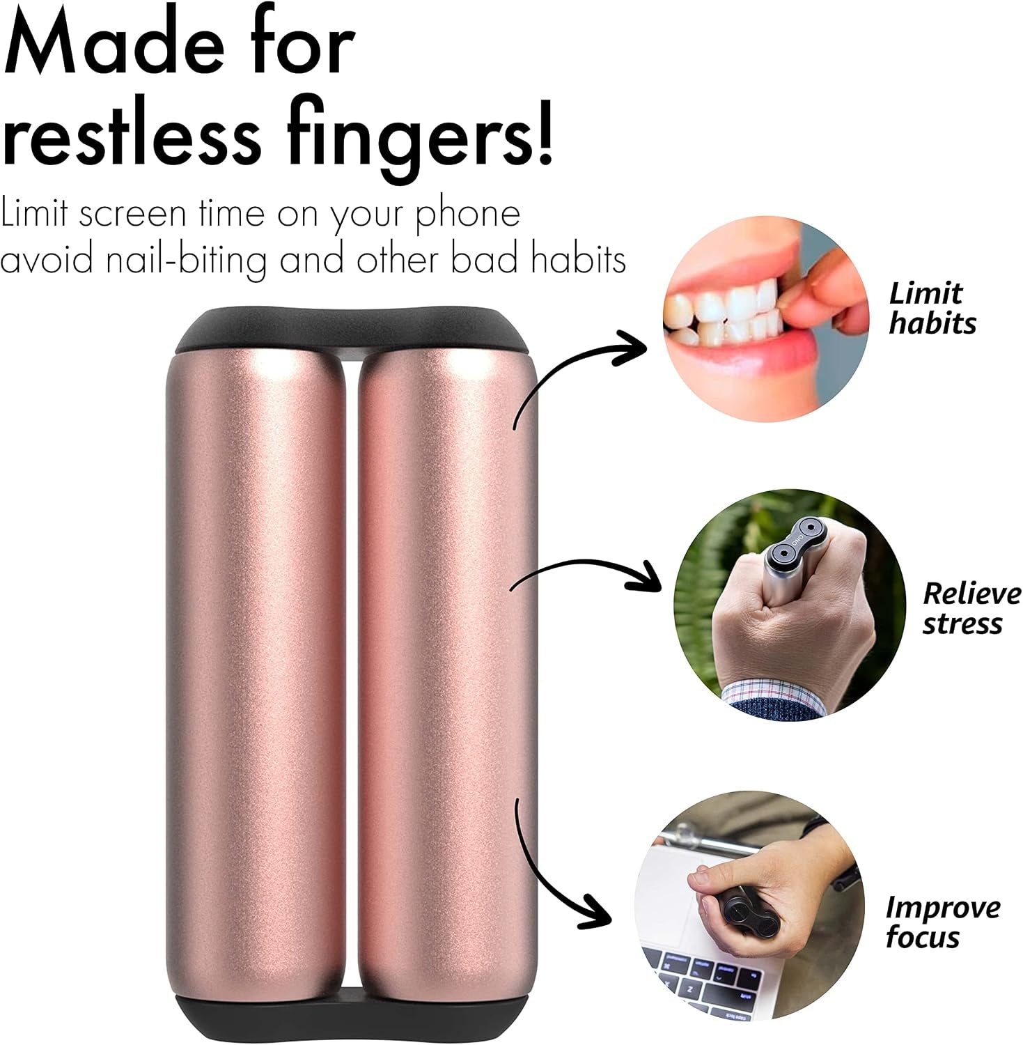 Roller - Handheld Fidget Toy for Adults | Help Relieve Stress, Anxiety, Tension | Promotes Focus, Clarity | Compact, Portable Design (Rose Gold, Full Size - Aluminum)